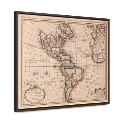 Antique 1793 Map of North and South America Canvas, Walnut or Black Frame