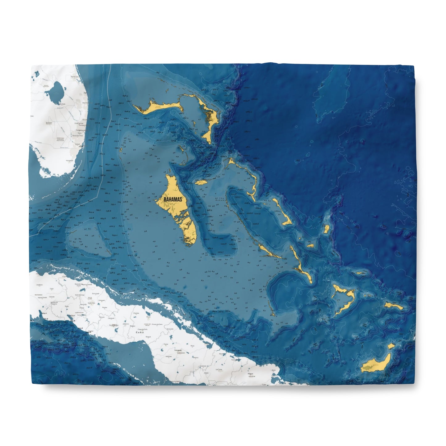 Modern Nautical Map of Bahamas Duvet Cover