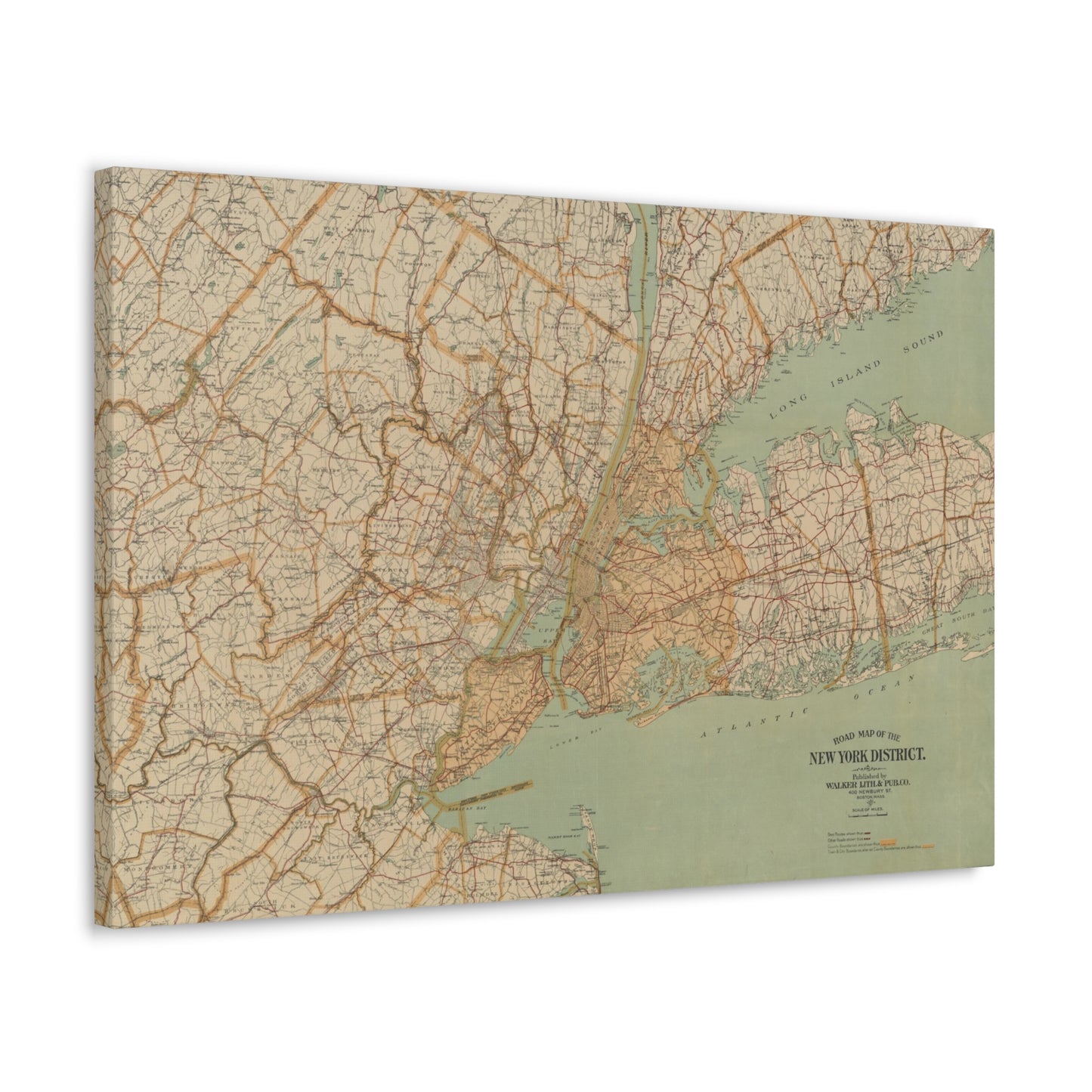 Vintage 1915 NY NJ Road Map