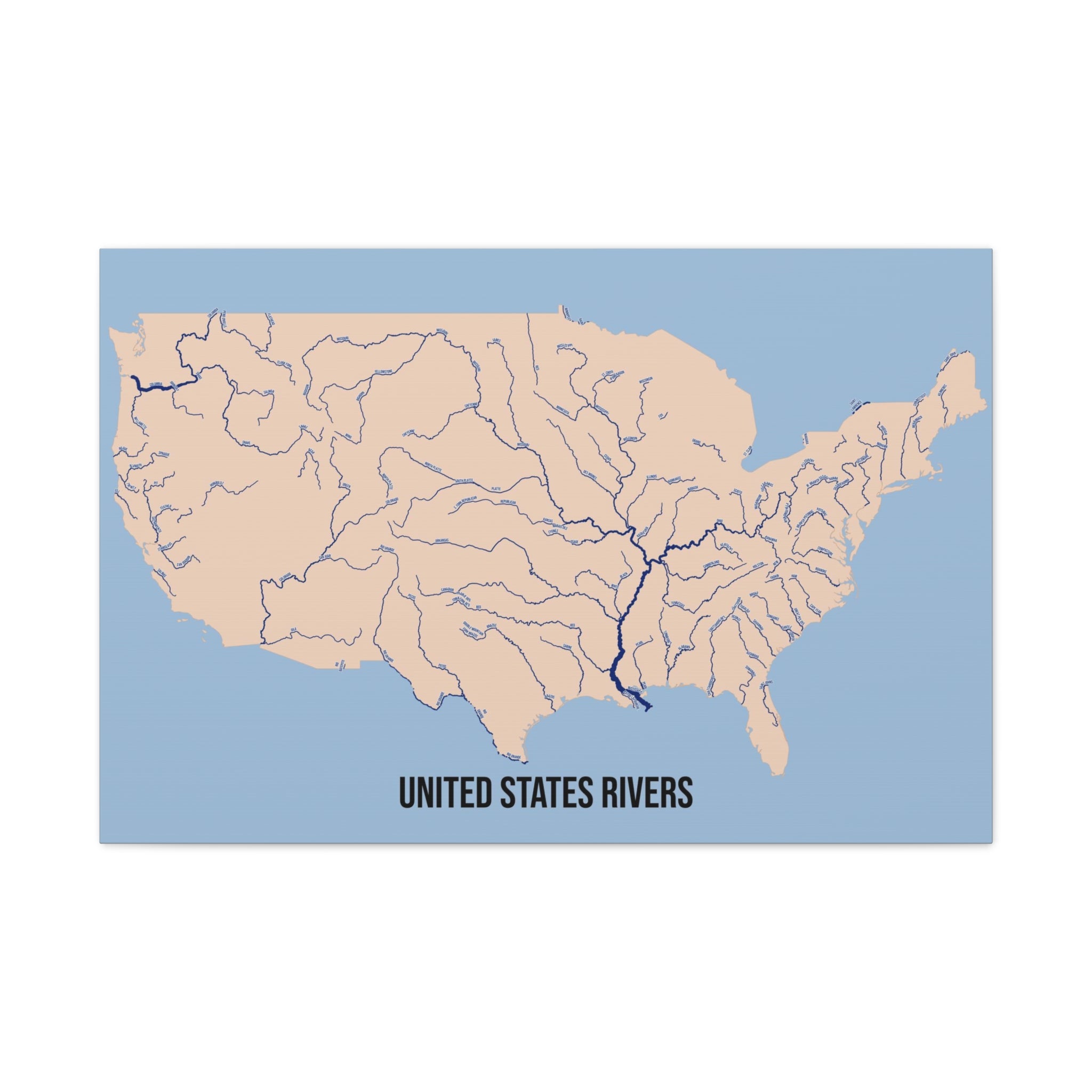 Whimsical United States Rivers Map 0371