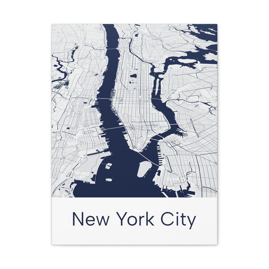 New York City in Navy Blue Canvas