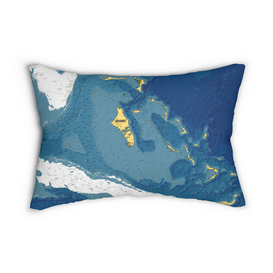 Modern Nautical Map of Bahamas Lumbar Pillow